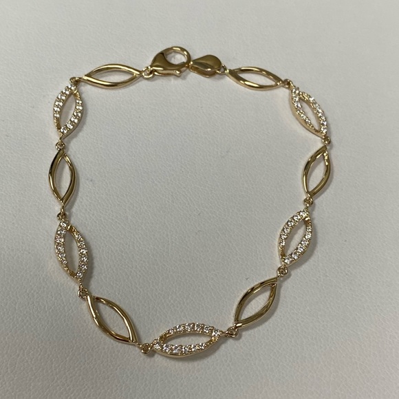 Solid Real 14K Yellow Gold CZ Infiniti Bracelet - Picture 4 of 8
